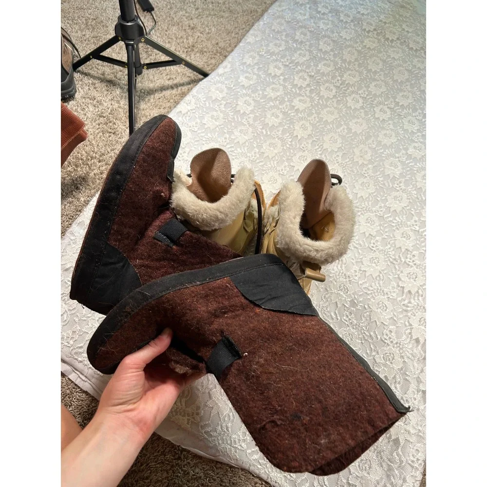 Vintage 70s Sorel Kaufman Leather Winter Snow Boots Women 5 Apres Cabin Gorpcore